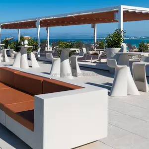 Nordic Fiberglass Bar Chair Lounge Bar Stool Table Set For Outdoor