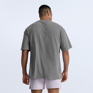 T-shirt da <span class=keywords><strong>uomo</strong></span> personalizzata <span class=keywords><strong>oversize</strong></span> a maniche corte in cotone, di alta qualità, con lavaggio acido, t-shirt da <span class=keywords><strong>uomo</strong></span> bianca, t-shirt da <span class=keywords><strong>uomo</strong></span> neutre - Product Image 3