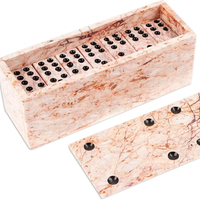 Jeu de dominos en marbre rose fait à la main pièces d'échecs du Mexique pour joueurs habiles boîte 6.5in H X 2.4in W X 2.7in D dés