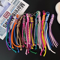 Offre Spéciale extérieur téléphone porte-clés à la main tressé en Nylon chaîne tissé corde coloré Polyester lanière téléphone sangle suspendu pantalon