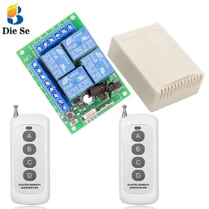 RF 433MHz DC 12V 4CH Remote Control Switch 10A Relay Receiver Module With 2 500m Long Range Transmitters For Gate Door Light