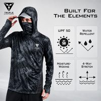 Hoodie de pêche ventilé en maille anti-UV pour activités de plein air quotidiennes, avec masque facial intégré et trous pour les pouces, idéal pour la randonnée en montagne