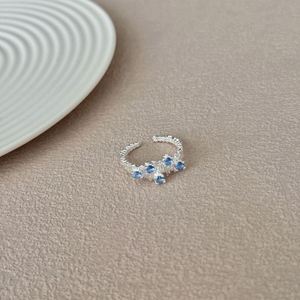 Dylam Unique Specially Design S925 <b>Silver</b> Rhodium Plated Blue 5A Zirconia Sapphire Open <b>Adjustable</b> Jewelry <b>Rings</b> for Women - Product Image 5