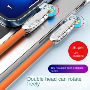 Nuevo diseño Led Light TPE Silicona Rotación de 180 grados 5A Tipo <span class=keywords><strong>Usb</strong></span> <span class=keywords><strong>C</strong></span> Línea de cable de datos de carga rápida para cargador de teléfono <span class=keywords><strong>m</strong></span>óvil - Product Image 5