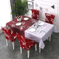 Nouvelle nappe de table moderne à motifs imprimés avec housse de chaise, imperméable et résistante à l'huile, pour salle à manger