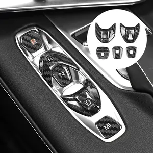 Shasha Carbon Fiber Real Centre Gear Button Sticker Interior Accessories Trim Decoration For Corvette C8 2020 2022 2024