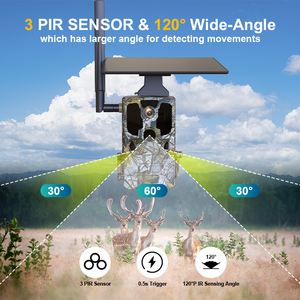 Nhà máy mới nhất IR ánh sáng không thấm nước năng lượng mặt trời săn bắn Trail Video Camera 4 gam ngoài trời với động vật hoang dã Monitor app điều khiển - Product Image 4