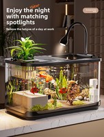 Aquarium Moderne Mixte Transparent Bonnie pour Poissons Domestiques, Terrasse Solaire, Table de Bureau en Plastique, Cylindre de Circulation Paysager 1L