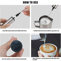Mousseur à lait électrique portatif en acier inoxydable, design classique, 2 fouets, 3 vitesses, rechargeable, fonction automatique