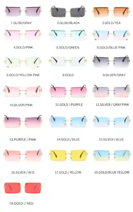 2022 ucuz tasarımcı satıcıları bayan pembe Metal küçük çerçevesiz dikdörtgen kare kare tonları güneş gözlüğü güneş gözlüğü
