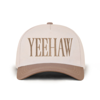 Gorra de Béisbol de Cinco Paneles con Visera Rígida, Personalizable de Fábrica, en Dos Tonos, con Bordado 'YEEHAW', Estilo Retro Casual Unisex