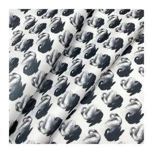 BC customized Black Swan polyester sateen fabric Geometry style digital printed fabric for SKIRTS