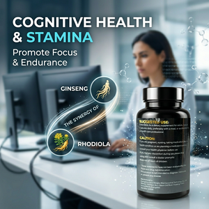 Cápsulas Vegetarianas de Complejo de Shilajit, Ashwagandha, Rhodiola Rosea y Panax Ginseng, Mezcla Herbal, Suplemento Dietético, OEM ODM - Product Image 4