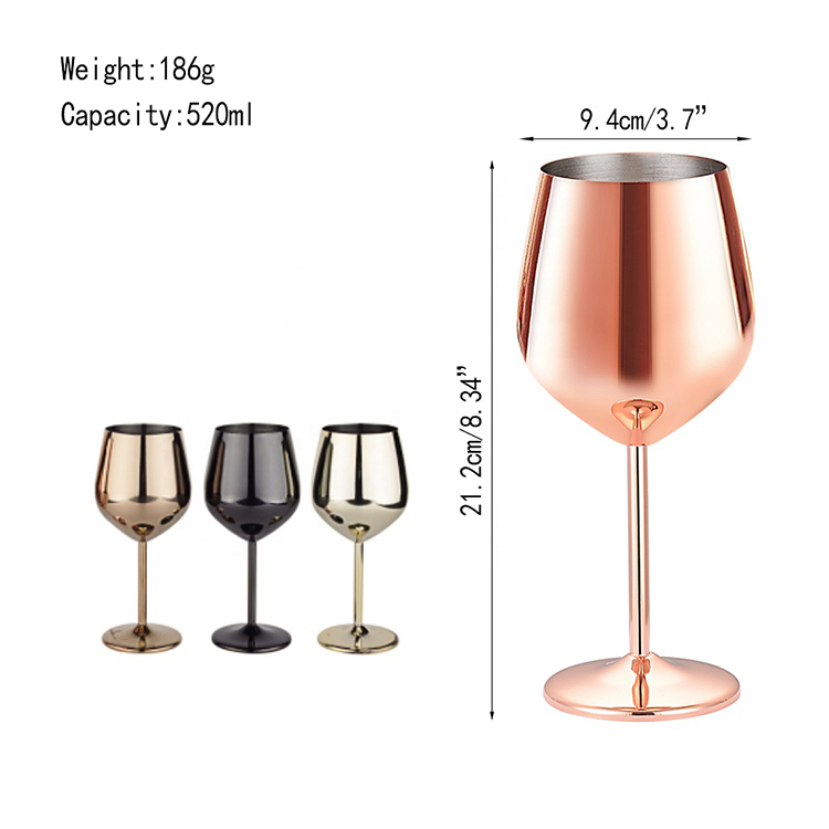 Sinowin SW-WG01 304 Stainless Steel Wine Cup - Customizable Rose Gold Metal Goblet