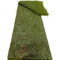 NI.AI Nouveau style Tissu en dentelle à sequins géométriques brodés, entièrement recouvert de sequins, tissu en dentelle perlée courte avec sequins