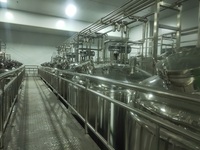 Ligne de production automatique efficace pour l'eau minérale, le thé et les boissons, en acier inoxydable, pour le traitement de boissons à haute capacité