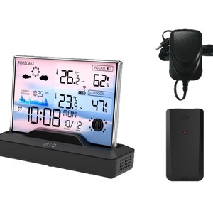 Station <span class=keywords><strong>météo</strong></span> intérieure couleur transparente horloge domestique température humidité prévisions météorologiques caractéristiques dédiées à un usage domestique - Product Image 5