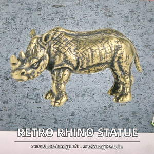 Antieke Imitatie Neushoorn Standbeeld Custom Messing Metalen Handwerk Bureau Decoratie Retro Casting Techniek - Product Image 3