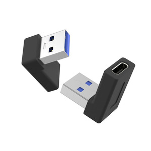 Adaptador Kaicap USB Tipo-C Hembra a USB Tipo-A Macho, Chapado en Oro, Ángulo de 90 Grados, Salida CC, Nuevo, Negro - Product Image 1