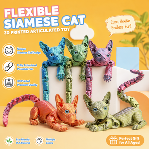 Vashine Juguete Articulado de Gato Siamés Impreso en 3D de 50 CM con Articulaciones Flexibles para Decoración del Hogar, Juguete Gigante de Gato Sphynx Articulado de PLA de Seda, Regalo - Product Image 1