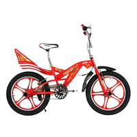Sepeda Stunt Roda 20 Inci Desain Api Merah Hitam dengan Velg Terintegrasi untuk Anak Laki-laki Usia 10-12 Tahun, Sepeda Sport Anak, Buatan Cina