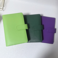 Carnet de budget coloré multifonctionnel pour le défi d'épargne, en cuir, format Macaron A5 A6, avec reliure à anneaux 6 trous