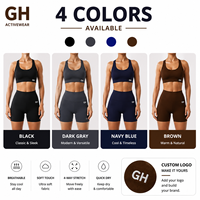 Nouvel arrivage : Ensemble de sport rembourré avec logo personnalisé GH pour femme – Débardeur et short de yoga taille haute rehausseur de fessiers, séchage rapide