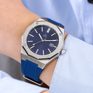 Montre mécanique automatique <span class=keywords><strong>Roy</strong></span> Bear avec aiguilles en verre, boîtier en acier inoxydable, étanche 5 ATM, bracelet en cuir, phase de lune personnalisée, unisexe - Product Image 6