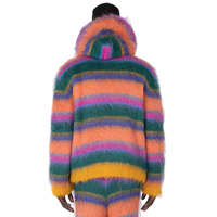 Pull en mohair personnalisé OEM, pantalon pour homme, tricot à manches longues, tricot d'hiver rayé, cardigan à capuche zippé, ensemble de pulls pour homme