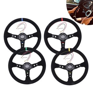Volant de course 350 mm à 3 branches avec poignée en suède pour pièces de modification automobile - Product Image 5