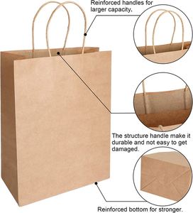 Bolsa de Papel Kraft Marrón con Asa para Regalos de Fiesta de Cumpleaños, Artículos de Compras, Varios Tamaños, con Logotipo Personalizado - Product Image 6