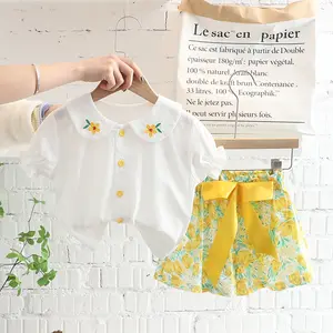2022 Summer Girls Clothes Sets Casual Cotton Wholesale Kids Clothing Shirt With Shorts 2 PCS
