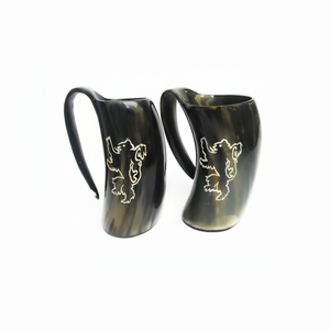 Taza de cuerno para beber de cerámica vikinga Natural de calidad superior terminada a mano tazas de cerveza al por mayor excelentes para fiestas - Product Image 1