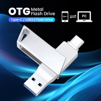 Flash Drive USB 3.0 OTG Kecepatan Tinggi 256GB Desain Putar Logam Tipe-C & USB-A