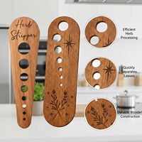 Éplucheur d'herbes en bois rustique et sûr, outil de cuisine, éliminateur de feuilles de légumes en bois pour la cuisine, 8 ouvertures différentes
