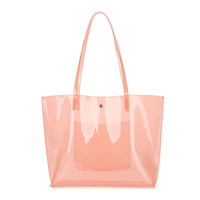Personnalisé Mode Femmes Plage Claire sac à Provisions Imperméable Transparent Brillant Sac Fourre-Tout En Pvc