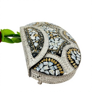 Custom Modern Luxury Gold-Plated Handmade Metal Craft Polished Mother Pearl Beaded <b>Clutch</b> Bag Mosaic for Sculpture Antique - Product Image 1