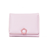 Dompet Kulit PU Ringan Baru Segar Manis Versi Korea, Lapisan Poliester, Warna Solid, Mini Tipis, Dompet Pendek Pelajar