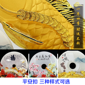 2024 Feng Shui Fortune Gold <span class=keywords><strong>Dragonfish</strong></span> ornamento hogar Oficina Mesa decoración paz Jade hebilla ornamento decoraciones de inauguración - Product Image 3