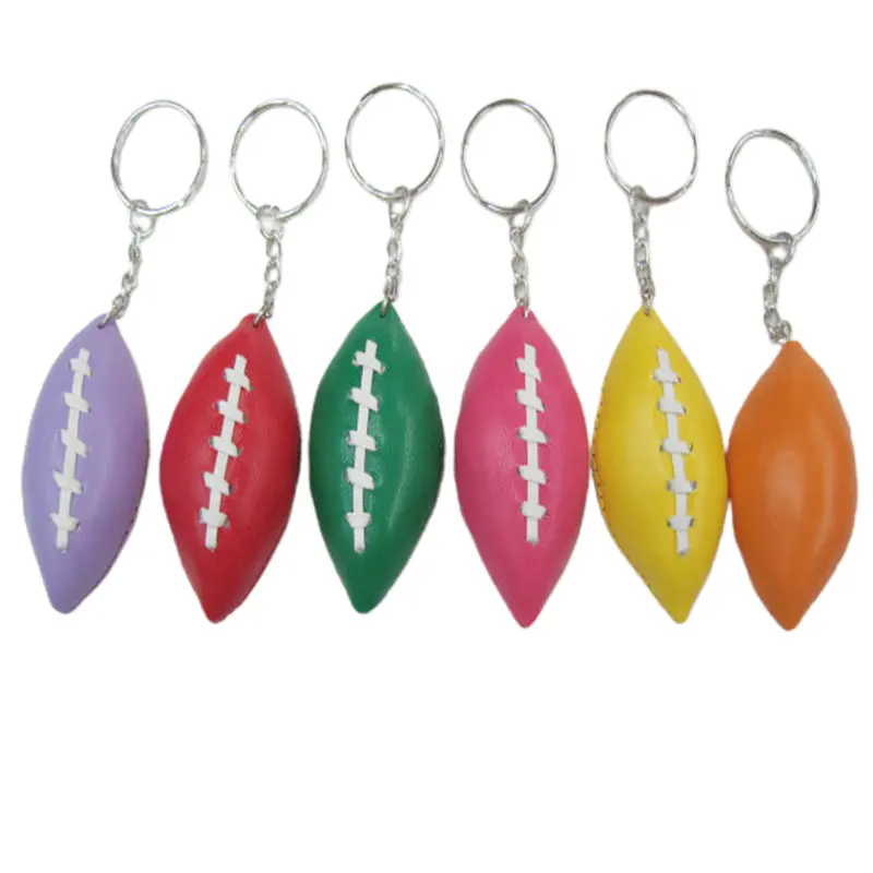 Werbe geschenke PU Kunstleder Rugby Schlüssel anhänger American Football Sport Schlüssel bund für Jungen Mädchen Männer Frauen Teenager Bulk Sale