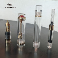 Jinhao 1935 stylo plume acrylique transparent grande pince de guitare, stylo de calligraphie à capuchon à vis convertisseur de grande taille