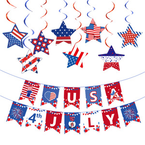 Usa Star Spiral Pendant Party Decorations For Independence Day <b>Paper</b> Props Disposable - Product Image 5