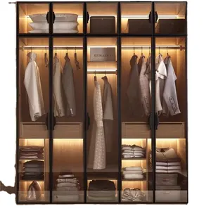 Designs modernes chauds maison chambre principale luxe rangement garde-robe chambre bois commode placard vestiaire placard