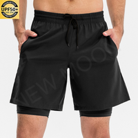 Short gris 2 en 1 pour hommes Short de compression double couche Short respirant pour hommes Sports Gym Running