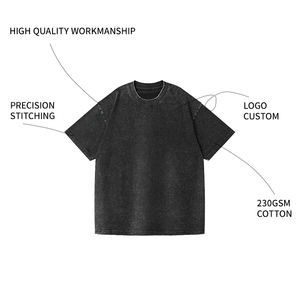 Camiseta de Alta Calidad, Estilo Vintage, Tejido Grueso, 100% Algodón, Talla Grande, Streetwear, Logotipo Personalizado, para Hombre, Venta al Por Mayor - Product Image 2