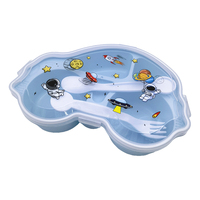 Boîte à lunch scolaire en plastique à 4 compartiments avec cuillère et fourchette pour enfants