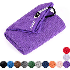 Wholesale Customized Logo Golf <b>Towel</b> Honeycomb Golf <b>Microfiber</b> Fabric <b>Towels</b> With Clip Waffle Pattern Carabiner Clip <b>Towels</b> - Product Image 5