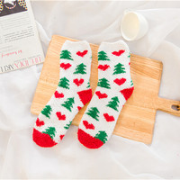 Hiver Intérieur Confortable Doux et Chaud Lit de Sommeil Crew Fluffy Fuzzy Christmas Socks Antidérapant Custom Fuzzy Christmas Socks