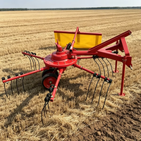Râteau rotatif à roues entraîné par prise de force pour tracteur agricole, avec moteur, boîte de vitesses, roulement et composants essentiels de transmission