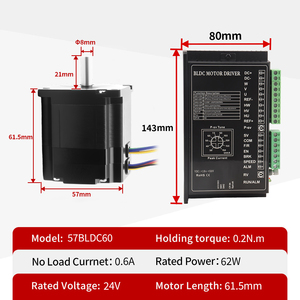 Kaihong 57x57x60mm 3000RPM <span class=keywords><strong>3</strong></span> 상 NEMA 23 24V 62W BLDC 브러시리스 모터 (드라이버 키트 포함) - Product Image 2